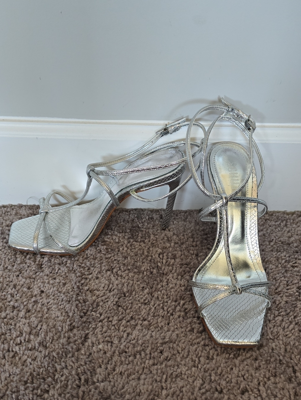 Schutz Adriana silver strappy heels-8